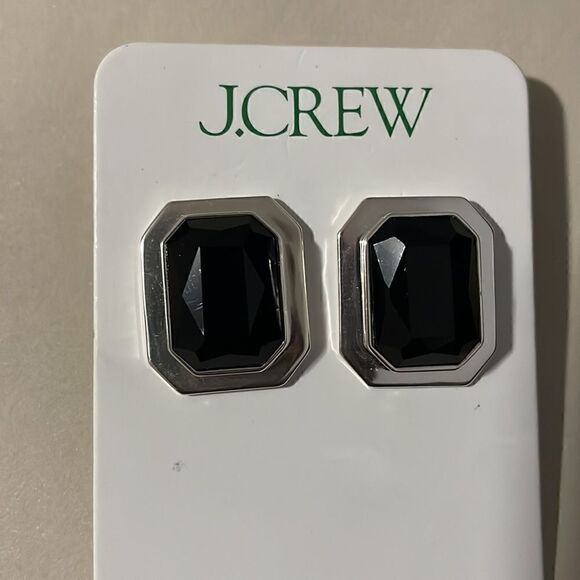 ❤️NWT J. Crew Crystal Earrings in Black & Silver Finish - Picture 3 of 5